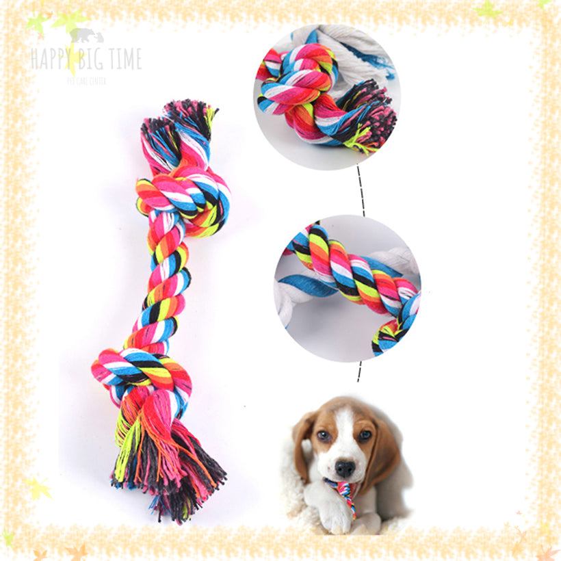 1PCS Cotton Dog Rope Toy Knot Rope Bone Puppy Teething Toys for Chew, Tug or Fetch - Color Random