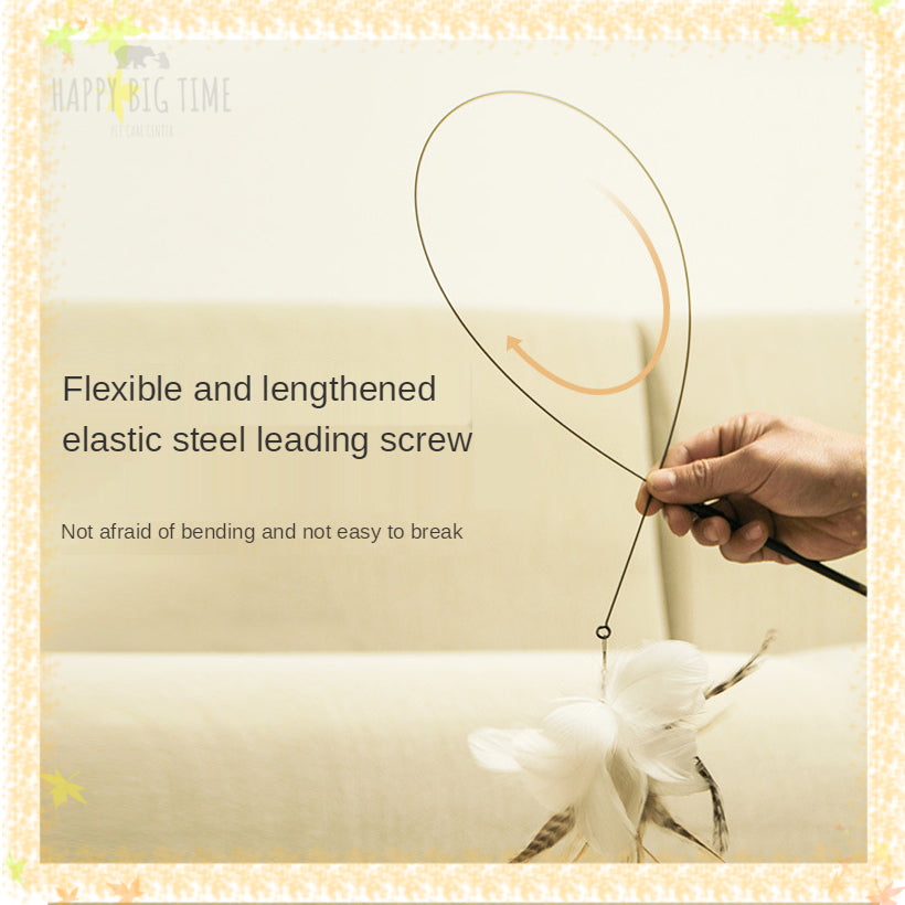 Cat Stick Long Rod Teaser Cat Stick Feather Bell Sucker Fixed Cat Interactive Toy Cat Accessories