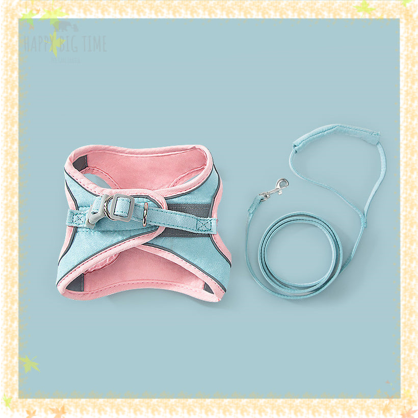 Pet Harness + Leash Set Training Walking Leads for Small Cats Dogs Floral Print Harness Collar Adjust Leashes Set