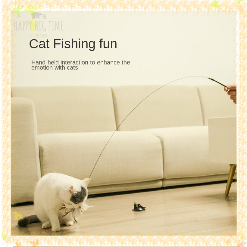 Cat Stick Long Rod Teaser Cat Stick Feather Bell Sucker Fixed Cat Interactive Toy Cat Accessories