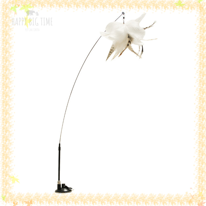 Cat Stick Long Rod Teaser Cat Stick Feather Bell Sucker Fixed Cat Interactive Toy Cat Accessories