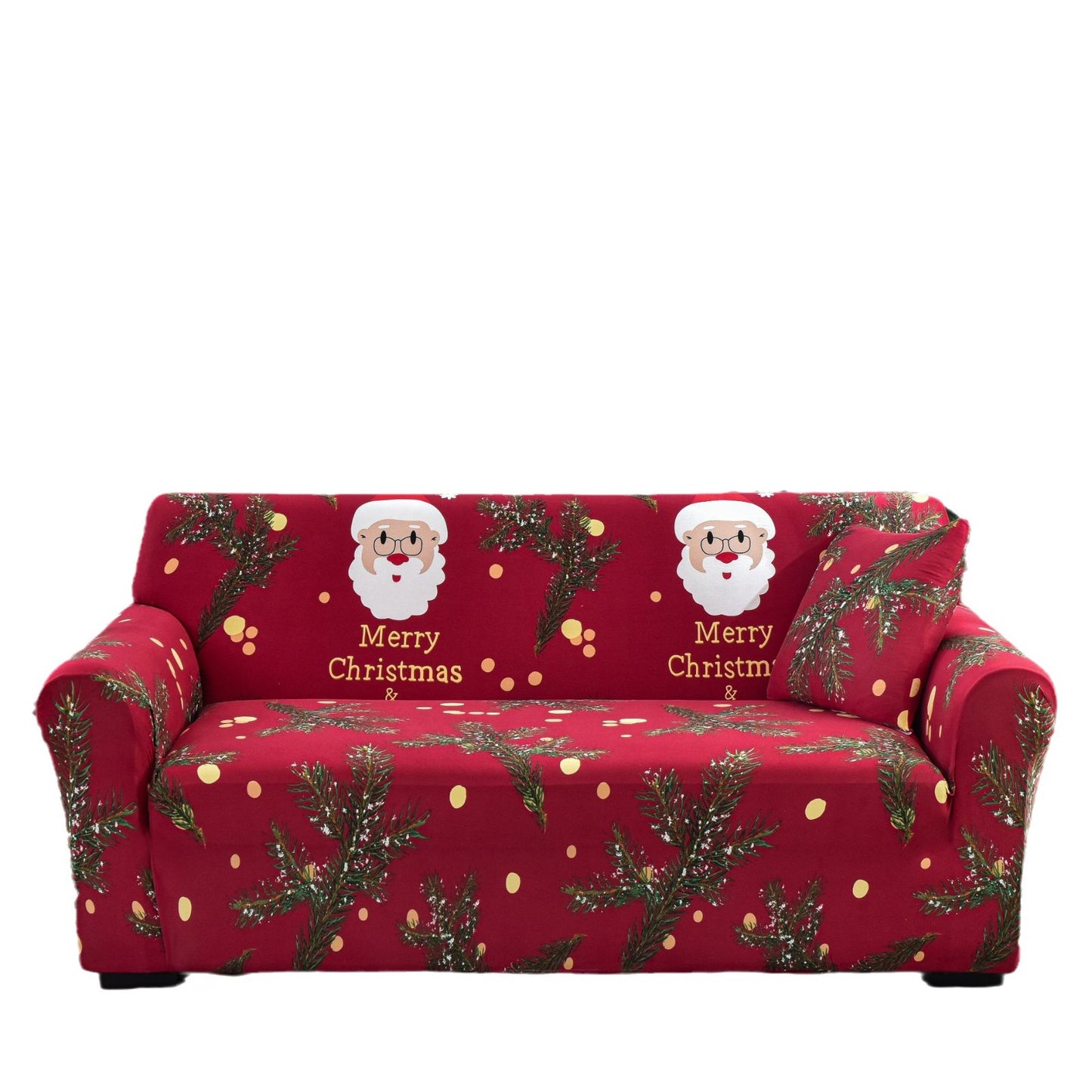 圣诞老人印花弹力全包沙发套 防滑隔脏防猫抓全包沙发罩子 沙发罩