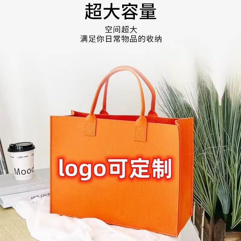 网红毛毡包 大容量高级感托特包个性简约购物袋爆款撞色手提袋