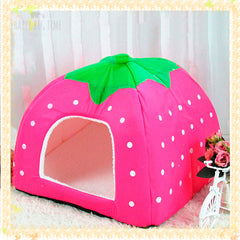 Foldable Dog Kennel Dog Bed For Dogs Cats Animals Pet House Strawberry Pet House