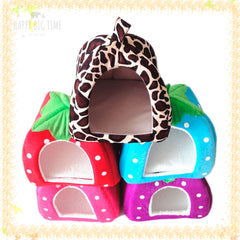 Foldable Dog Kennel Dog Bed For Dogs Cats Animals Pet House Strawberry Pet House