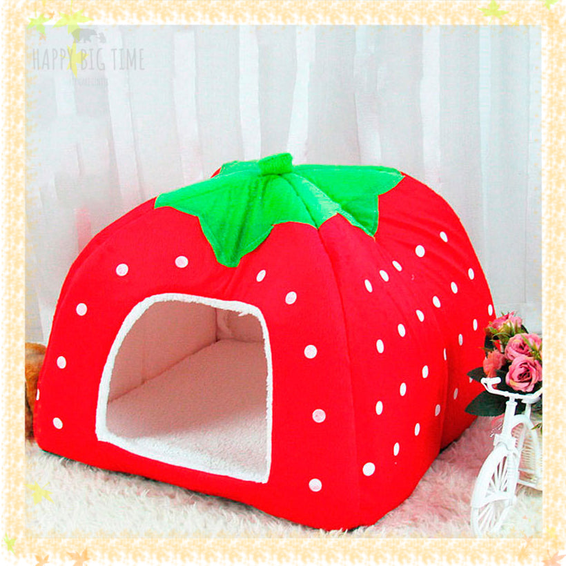 Foldable Dog Kennel Dog Bed For Dogs Cats Animals Pet House Strawberry Pet House