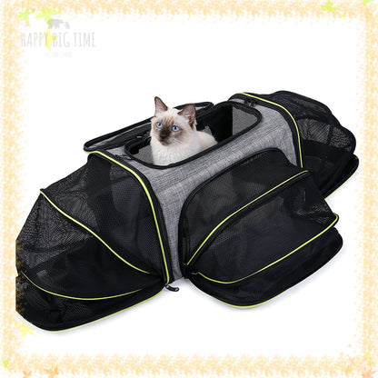 Portable Dog Carrier,Airline Approved,4 Sides Expandable Soft-Sided Pet Carrier,Cat Collapsible Carrier with Removable Soft Fleece Pad