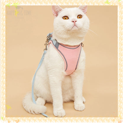 Pet Harness + Leash Set Training Walking Leads for Small Cats Dogs Floral Print Harness Collar Adjust Leashes Set